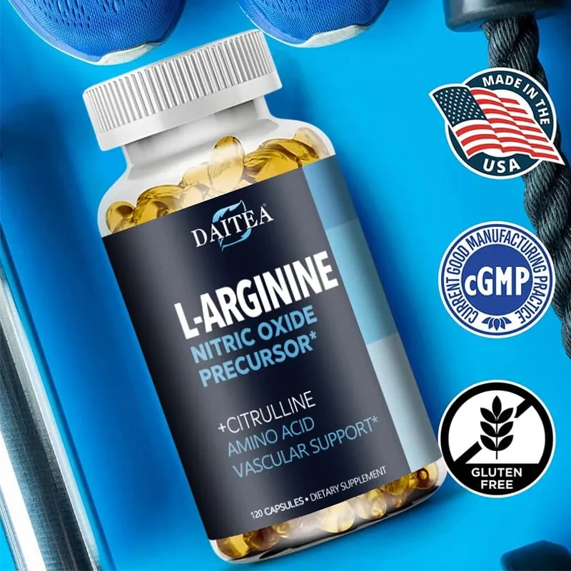 Daitea L-Arginine Supplement - For energy strength and endurance support during exercise | Muscle Mass Non-GMO