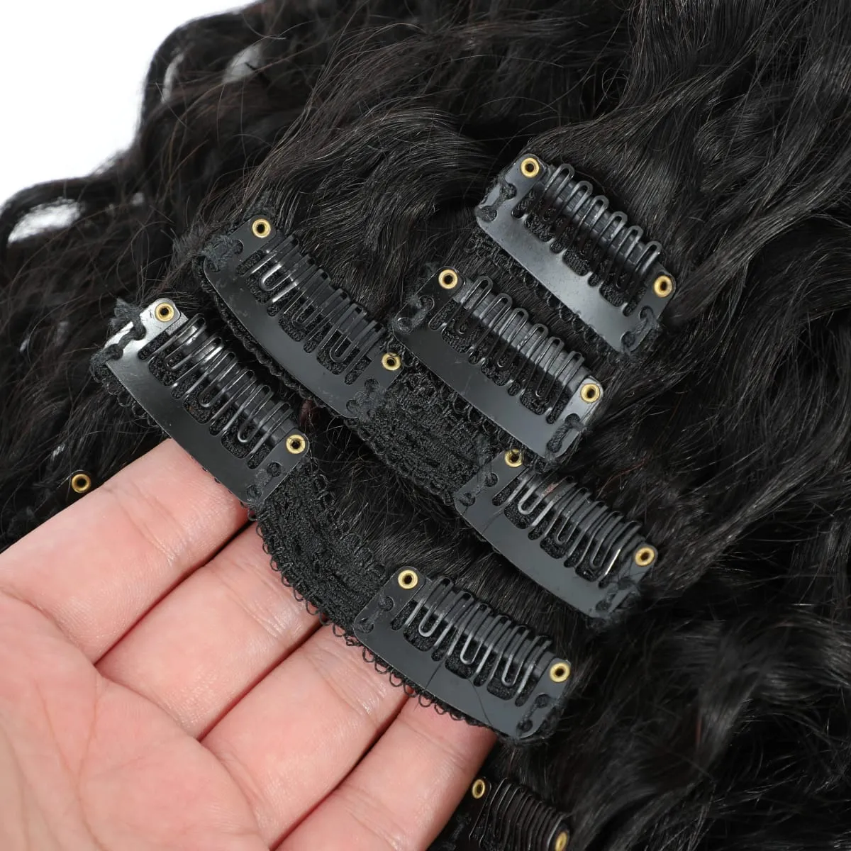 Water Wave Clip In Human Hair Extensions Wholesale Remy Virgin Curly Wavy Clip On Hair 8PC/Set 120g For Women Natural Hair Clips