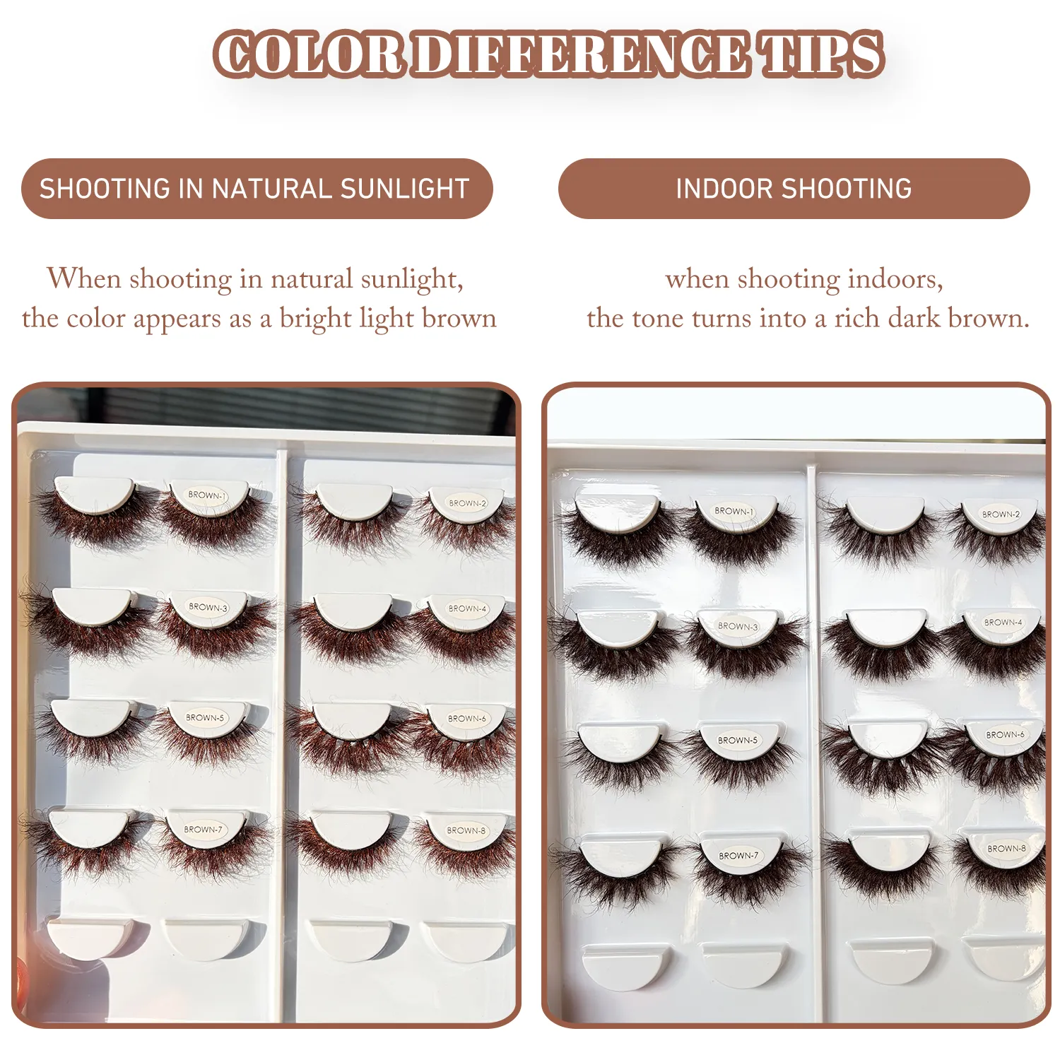 `Dark Brown 3D Mink False Eyelashes Fluffy Wispy Volume Strip Lashes Soft Handmade Brown Mink Lashes Natural Makeup Eye Beauty T — image 4