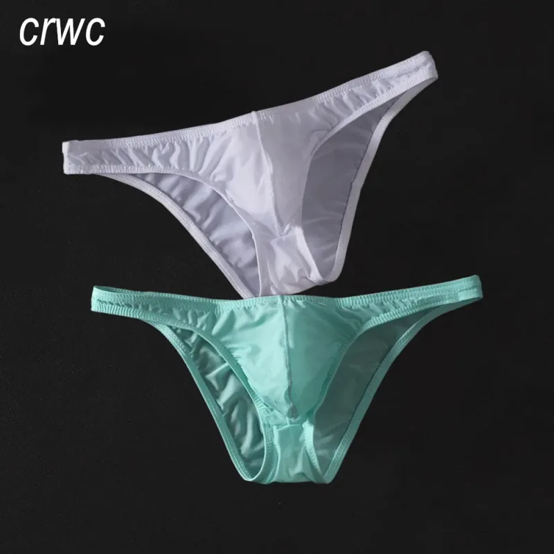 Sexy U Convex Briefs Thin Underwear Men Summer Breathable Silky Panties Male Calzoncillos Plus Size M-XXL