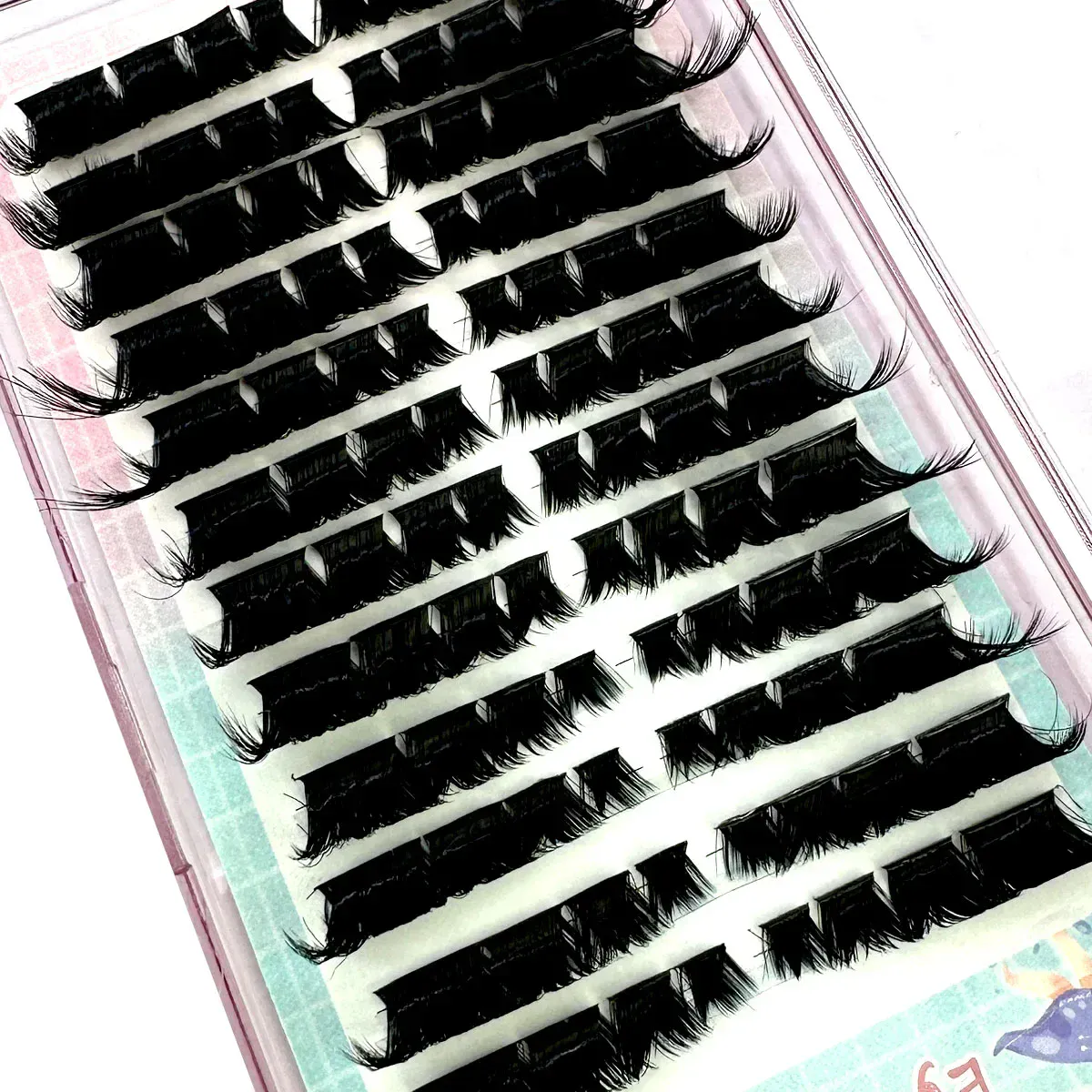 全新濃密蓬鬆單一混合 3D 分段天然 Minkr 睫毛延長狐眼效果睫毛簇個人假睫毛 — image 3
