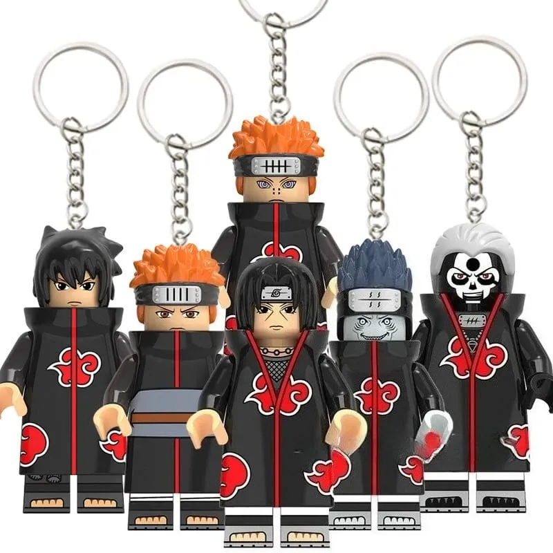 6style Beautiful Handmade 3D Cartoon Naruto anime peripherals keychain cute mini movable Figures Heads Assembly keychain gift — image 2
