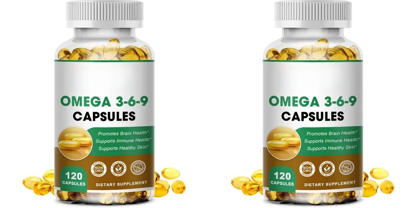 Plant-Based Omega 3-6-9 Softgels Natural Dietary Supplement Supports Skin Eye & Overall Health 100% Vegan Sourced 120 Softgels