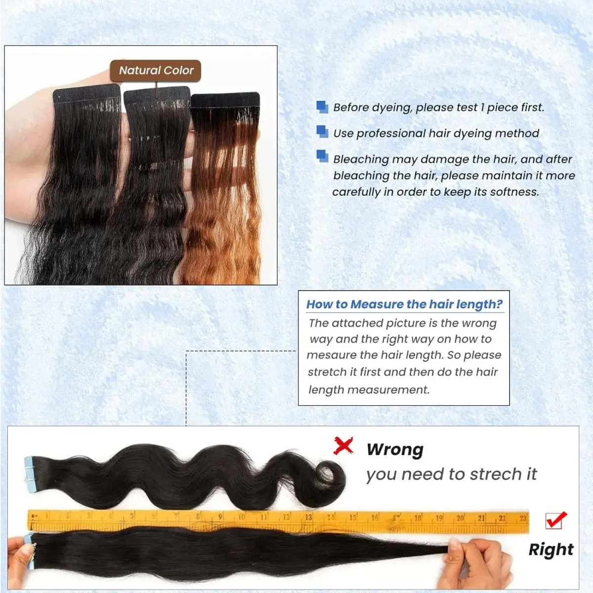 Deep Water Wave Tape In Hair Extensions Natural Black Remy 100% Human Hair 20pcs/50g Curly Tape ins Invisible Adhesive Seamless — image 5
