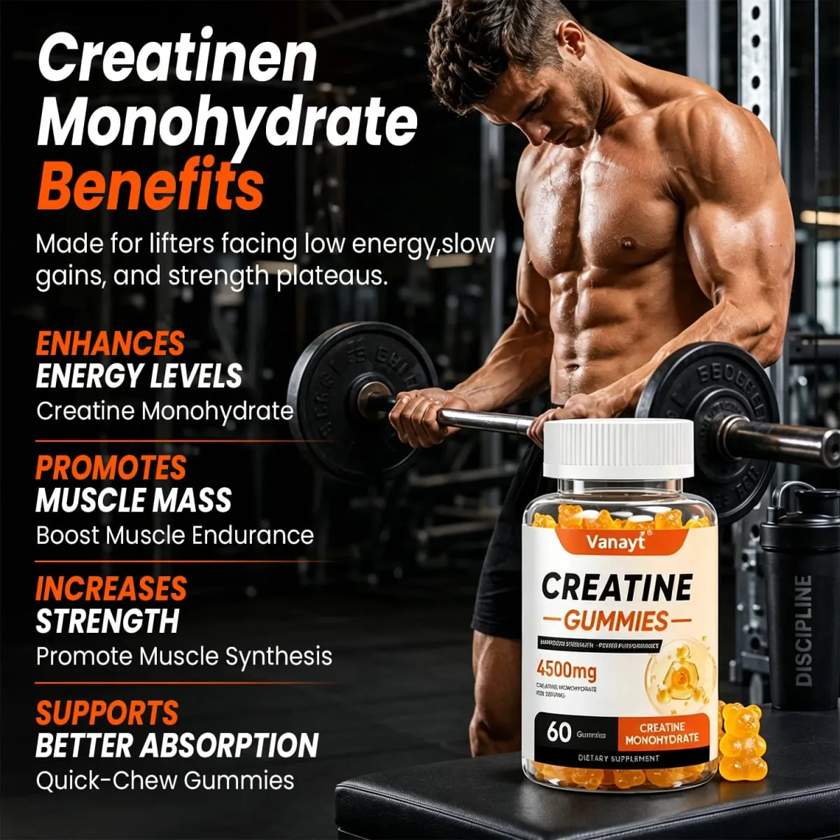Creatine Monohydrate Gummies 4500mg - Boost Energy Build Muscle Mass and Improve Athletic Performance — image 3