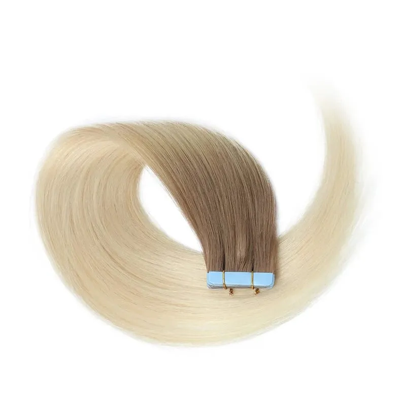 20 Inch Seamless Tape in Hair Extensions Human Hair Soft Invisible Black to Light Gray Color in Human Hair Extensions 30g/20pcs