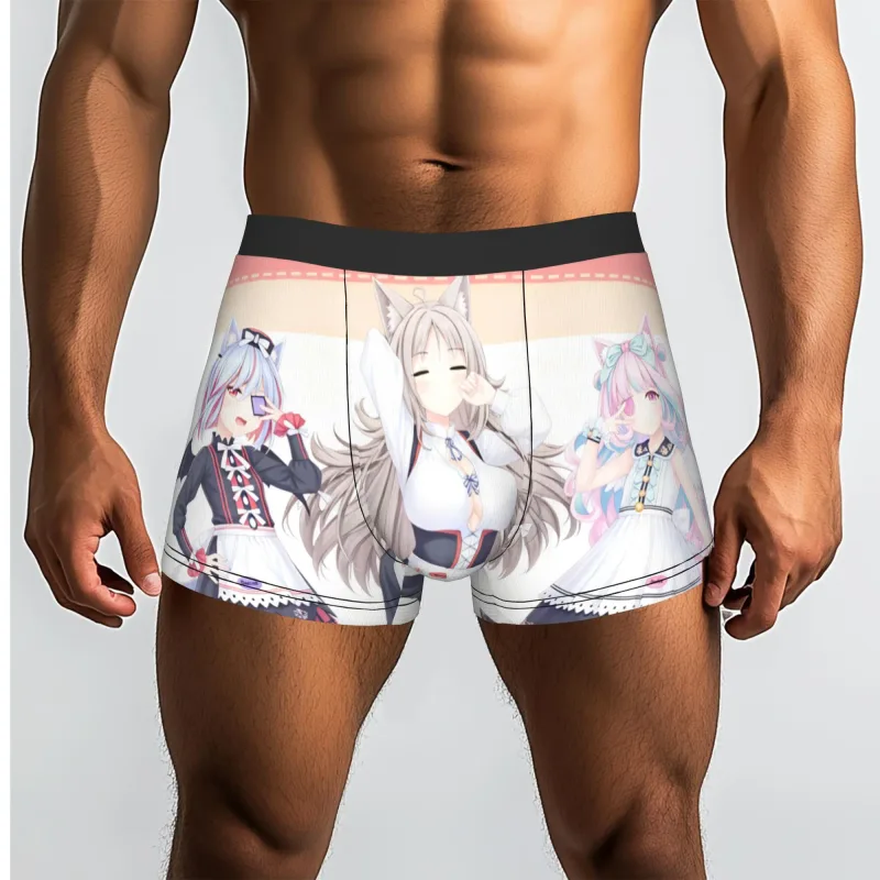 Anime N-Nekopara Chocola Vanilla Underwear Men Printed Game Boxer Briefs Shorts Panties Soft Underpants