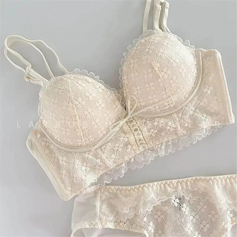 Lace Push Up Bra No Underwear Padding Slim Wireless Seamless Summer Sexy Bralette for Small Chest Lift Side Support Anti Sagging — image 8