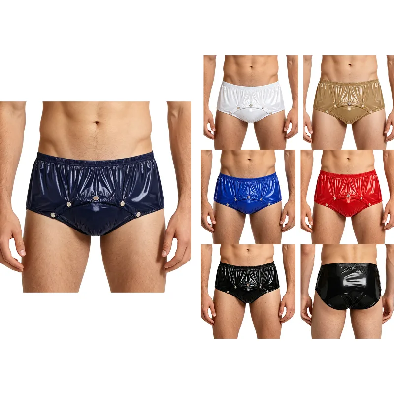 Wasserdichte Herren-Windelüberhose mit Druckknöpfen vorne, auslaufsichere, adaptive Unterwäsche-Shorts für ältere Menschen mit besonderen Bedürfnissen