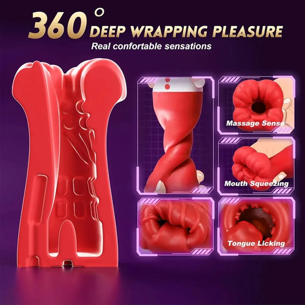 Pocket Pussy Squeezable Sleeve Penis Pump Male Maturbator 3 Natural Blowjob Sucking &10 Licking Vibrating Stroker Adult Sex Toys — image 5