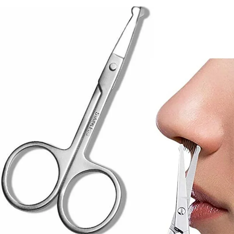 Stainless Steel Round Safety Nose Hair Scissors Makeup Tool Eyebrow Scissor-1Pcs