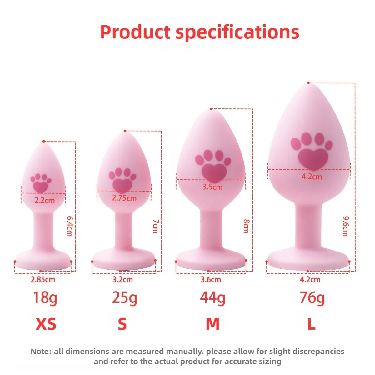 New 4 Sizes Cat Paw Silicone Anal Plug Pink Butt Plug Crystal Base Anus Dilator Expander Sex Toys For Woman Men Prostate Massage