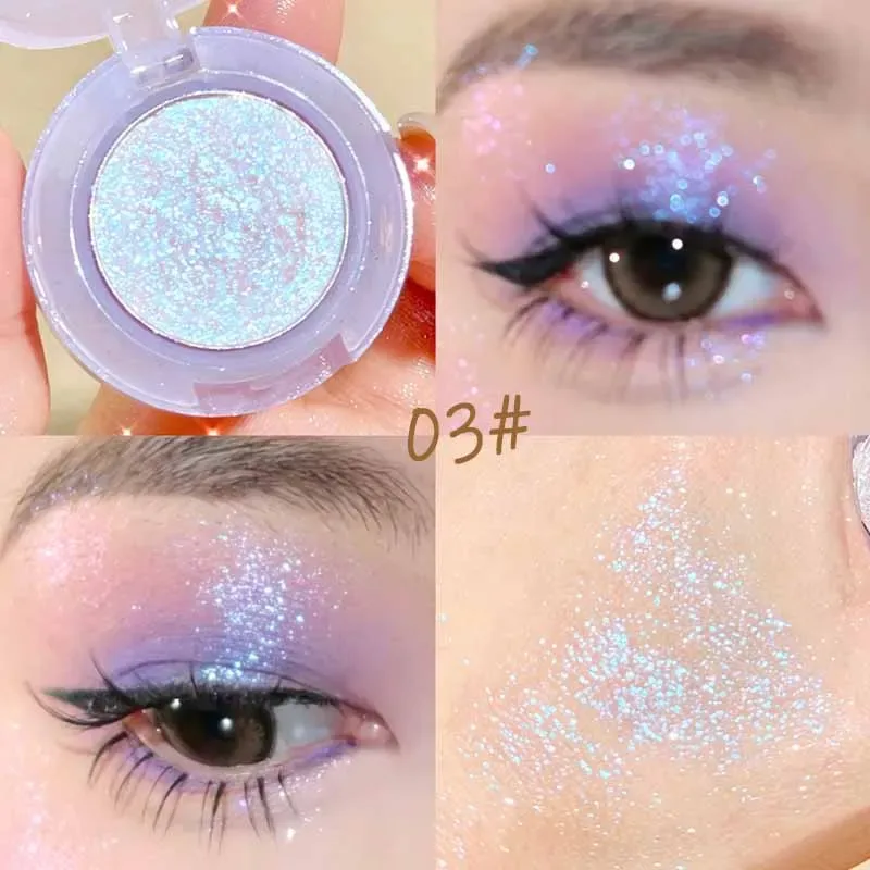 1 Pcs Monochrome High Gloss Waterproof Eye Shadow Peachy Pink Long Lasting Silky Easy To Color Diamond Shiny Eye Shadow Cosmetic