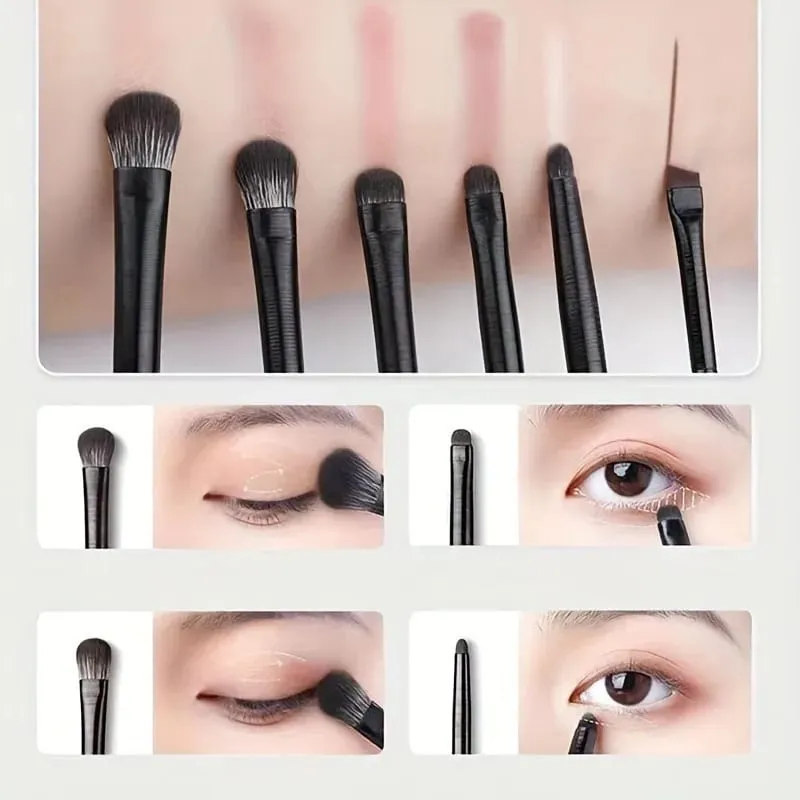 6 uds pincel para difuminar ojos herramienta de maquillaje suave y fino juego de brochas para sombra de ojos pincel para mezclar sombra de ojos delineador de ojos Ideal