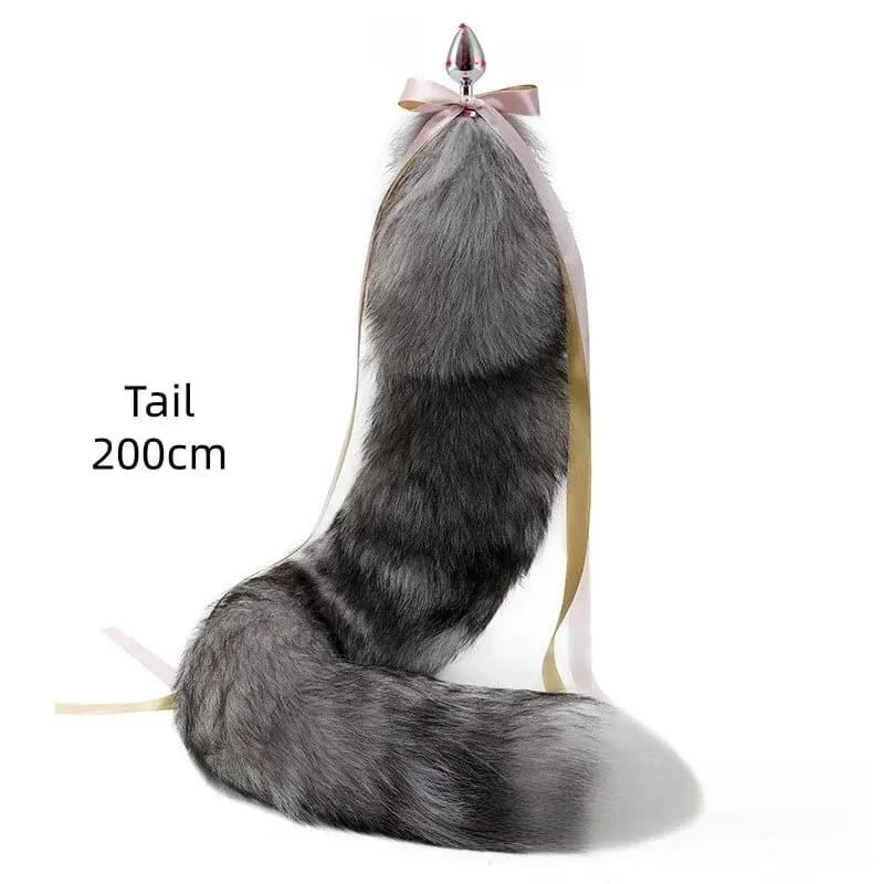 200cm Detachable Metal Butt Plug Fox Tail Cosplay Toys with Fetish Cosplay Fancy Dress Accessory for Couple BDSM Sex Flirt Prop — image 22