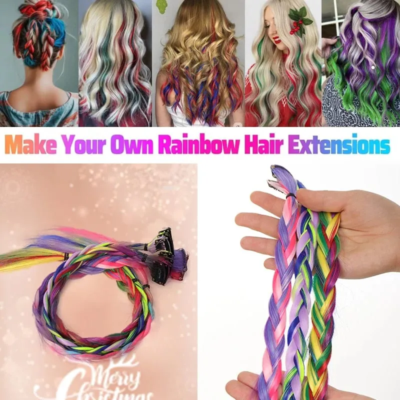 Clip colorata da 10 pezzi da 24 pollici nelle estensioni dei capelli Lisci sintetici Evidenzia posticci per ragazze Festa Cosplay