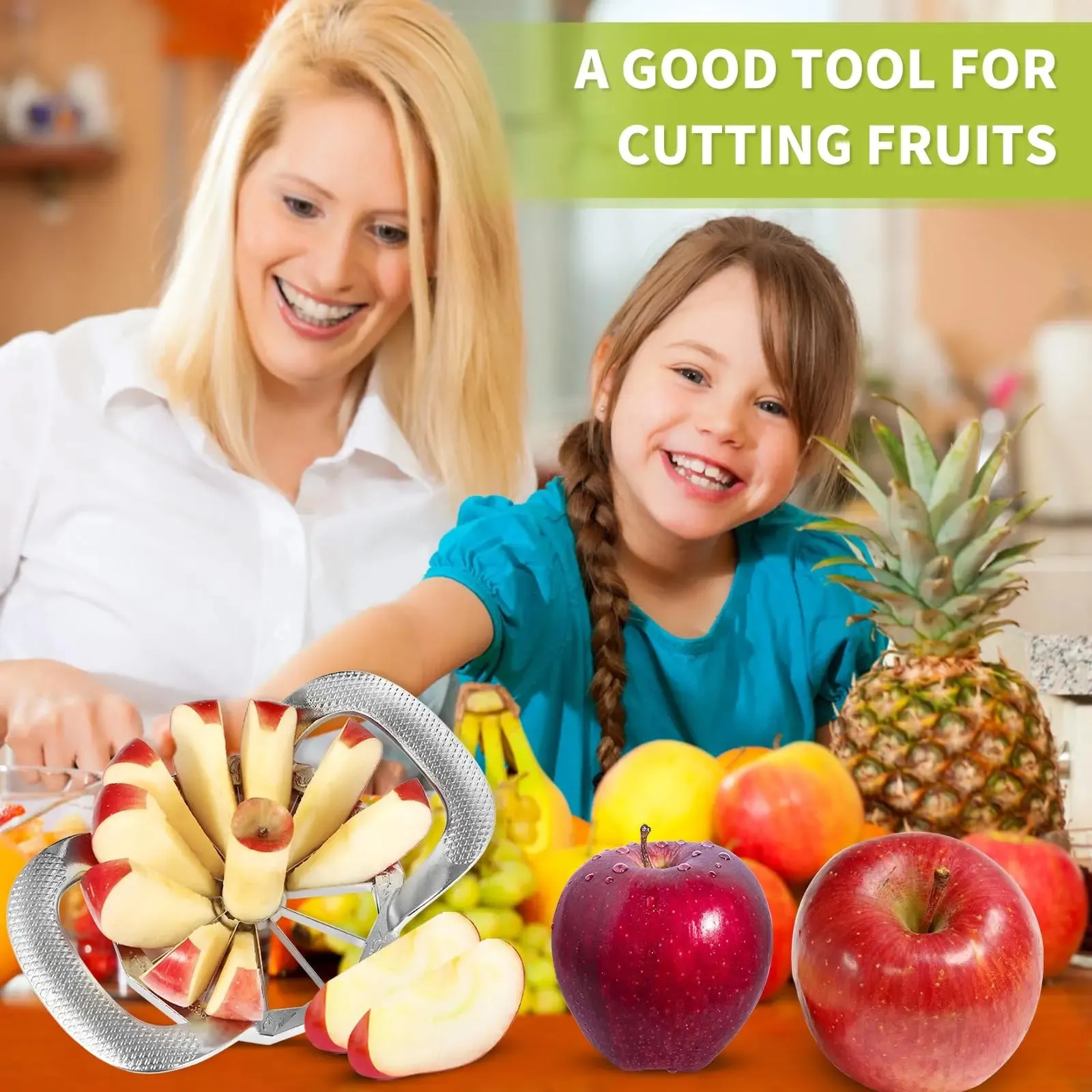 Fruit Cutter 12-Blade Extra Large Apple Corer Easy to Use Time-Saving Heavy Duty Stainless Steel Apple Slicer And Divider