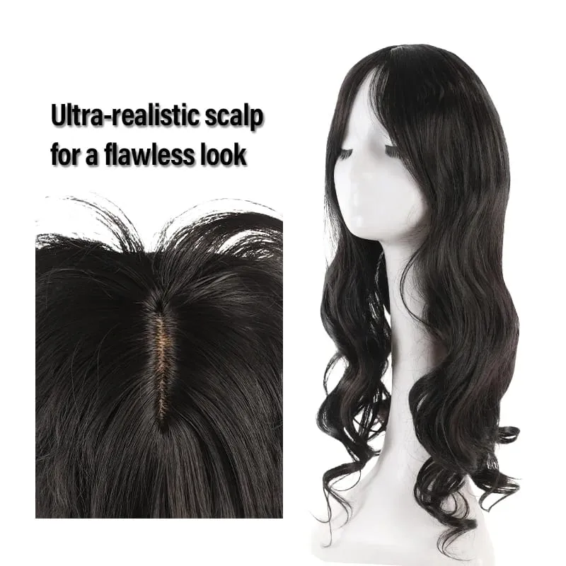 Voluminous Curly Synthetic Fiber Wig Topper – No Cap Needed BB Clips Secure Add Length & Body for Commute or Events