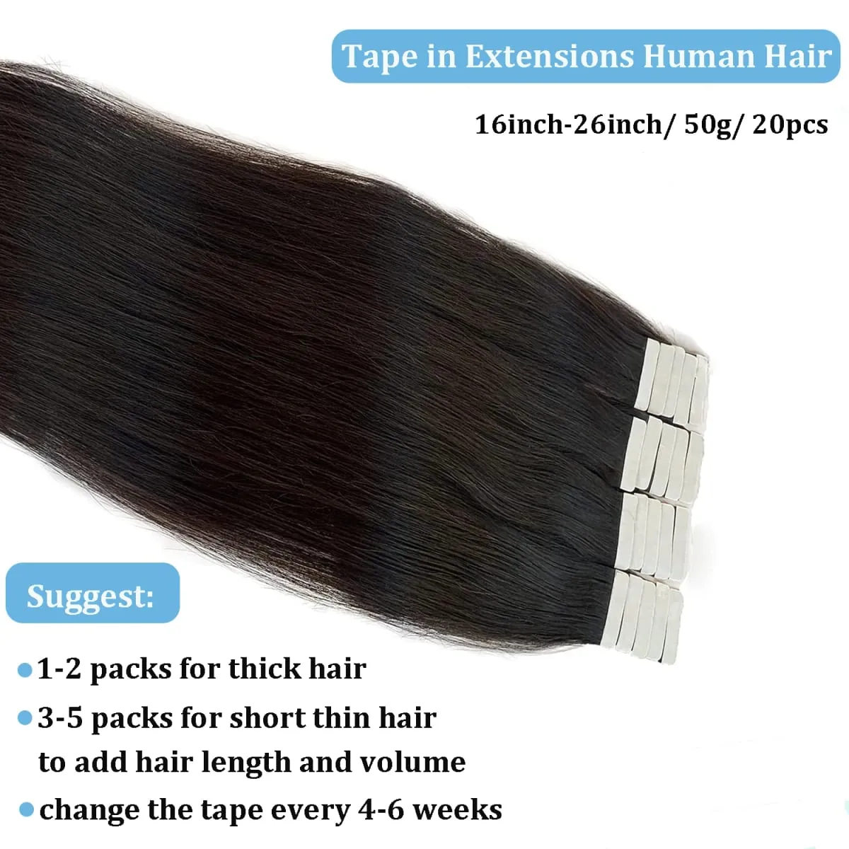 Tape In Human Hair Extensions Straight Invisible Seamless Natural Black 100% Brazilian Virgin Hair Tape Ins Hair Extensions 100g
