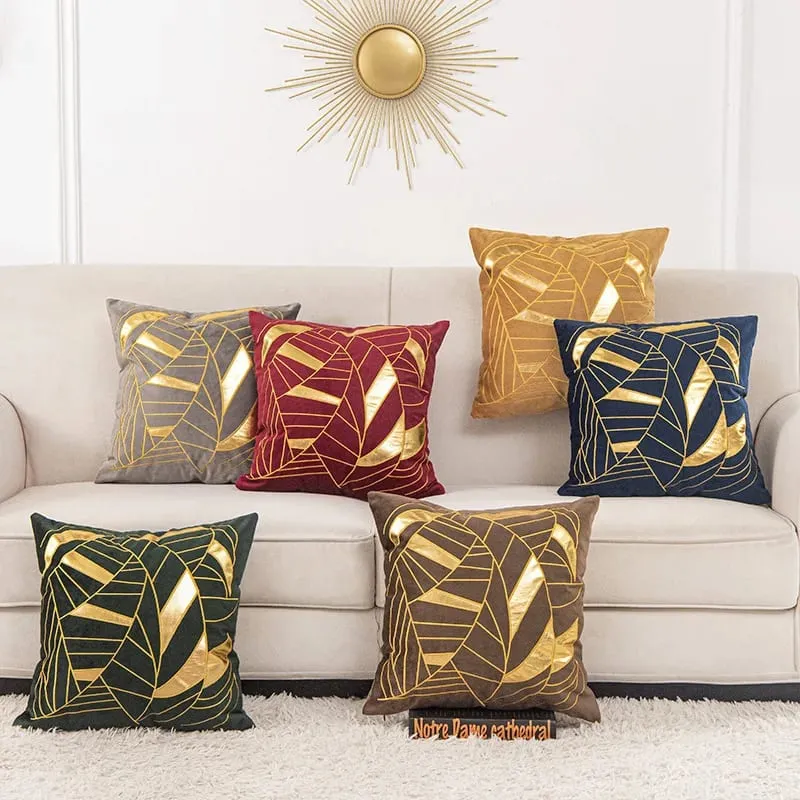 Luxury Blue Velvet Bronzing Cushion Cover 45x45cm Soft Decorative Throw Pillow Case for Bedroom Home — image 8