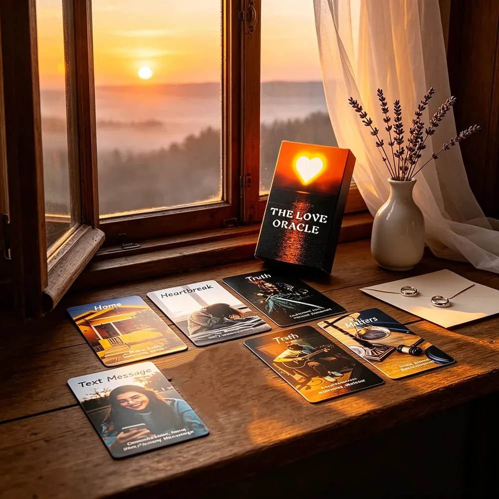 The Love Oracle Cards 54 Cards Sunset Heart Design Love Relationship Oracle Cards Romance Divination Card For Couple Soulmate — image 3