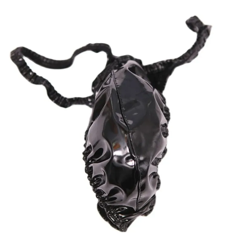 Latex leren strings voor mannen Zwart Heren G-string Glanzende afwerking PU Polyester Spandex 15 PU 72 Polyester 13 Spandex
