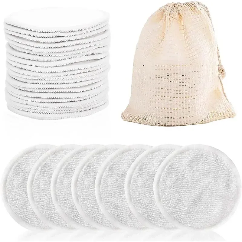 12pcs Reusable Cotton Pads Washable Makeup Remover Discs Washable Round Bamboo Make Up Pads Skin Care Tool HZM06 — image 3