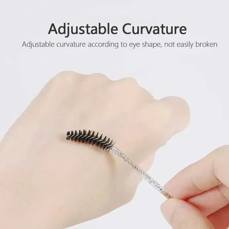 50Pcs Disposable Mascara Wands Eyebrow Spoolies Brush for Eyelash Extensions Lash Brushes with Container