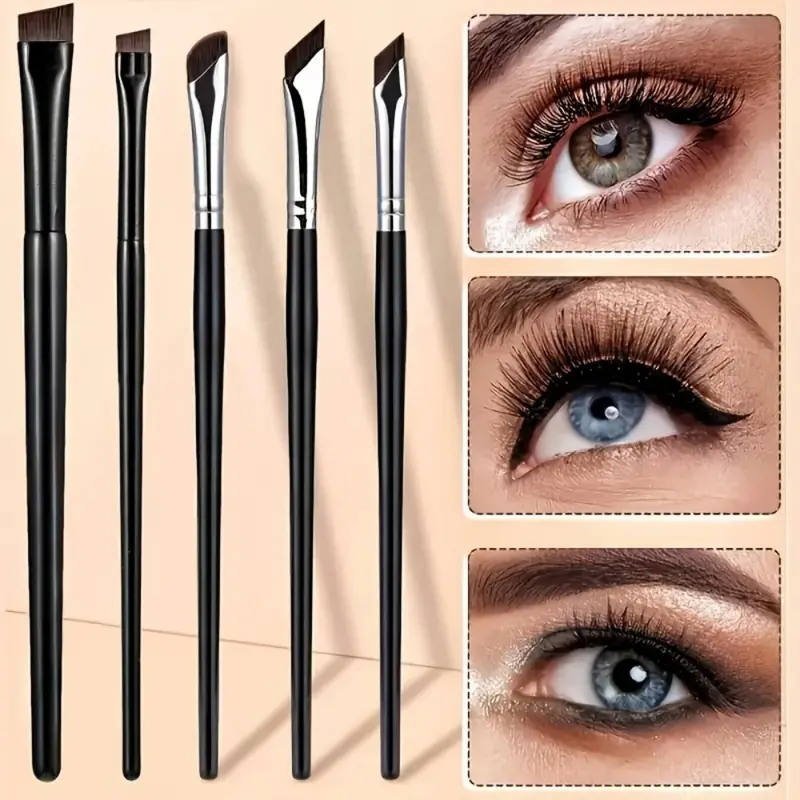 5Pcs Angled Blade Eyeliner Brush Set Ultra Thin Precision Makeup Brushes Multi Purpose Flat Eyebrow Liner Brush Eye Makeup Tool
