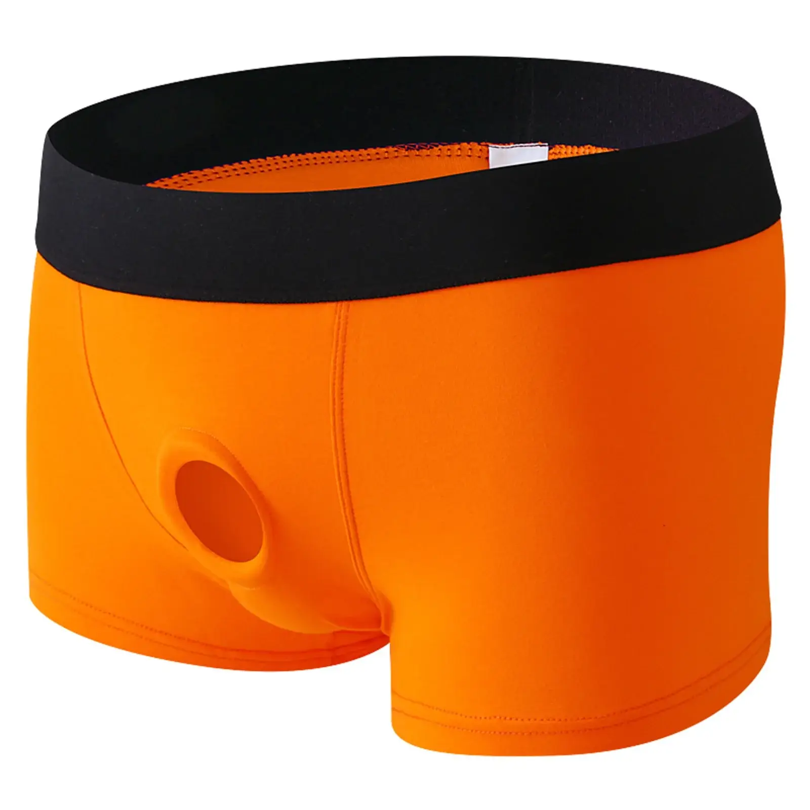 Men's Boxers Front Hole Pouch Underwear Silicone Cockring Sexy Boxershorts Malapad na Waistband Cotton Underpants Hollow Out Lingerie — image 6
