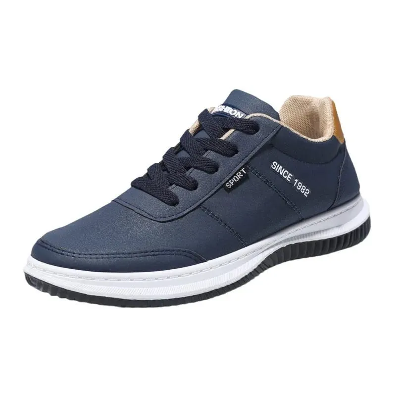 2026 Men Korean Style Leather Sneakers Autumn New Non Slip Shock Absorbing Training Shoes Lightweight Business Men Running Shoes — image 6