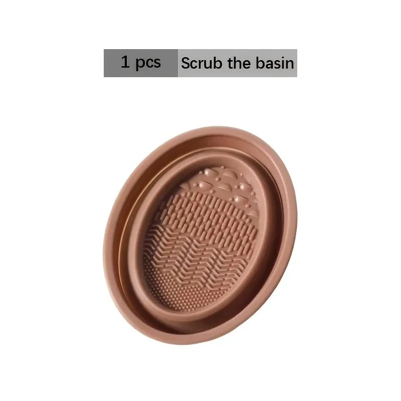 1 piece of foldable silicone makeup brush cleaner; Reusable; Portable cleaning tool suitable for makeup brushes and powder puffs — image 1