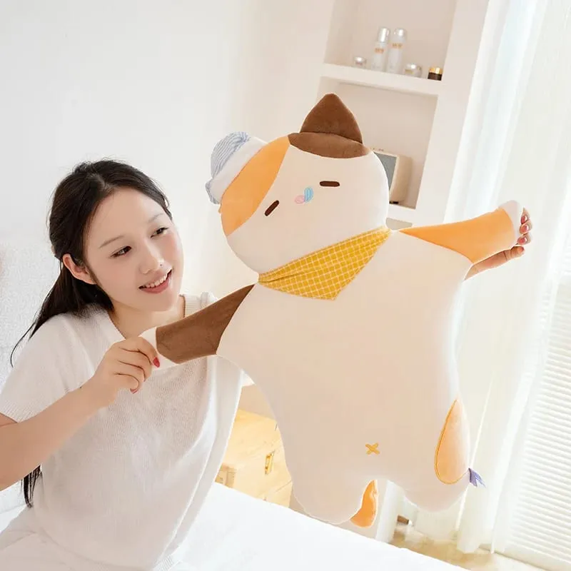 58cm Cute Sweet Dream Good Night Cat Throw Pillow Three Flowers Siam Coal Briquette Cat Doll Soft Stuffed Friend Gift — image 7