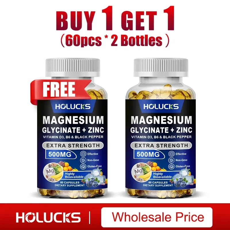 Magnesium Glycinate & Zinc Supplement for Muscle Joint Bone Enzyme & Heart Health Support Immune Relaxation Mood