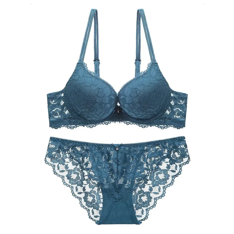 Elegant Women Lingerie Bra Set Padded Push Up Side Support Anti Sag Comfort Bustier — image 2