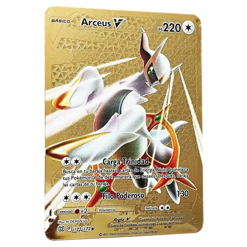 Pokemon Metal Cards in Spanish Pikachu Arceus Charizard DIY Trading Flash Card Anime Cartoon Gift — image 30