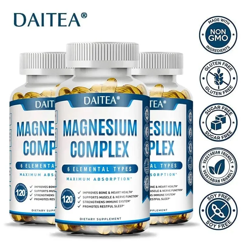 Magnesium Complex Capsules - Pandagdag sa Kalusugan ng Muscle at Cardiovascular na Stress sa Pagtulog at Formula ng Pagkabalisa — image 1