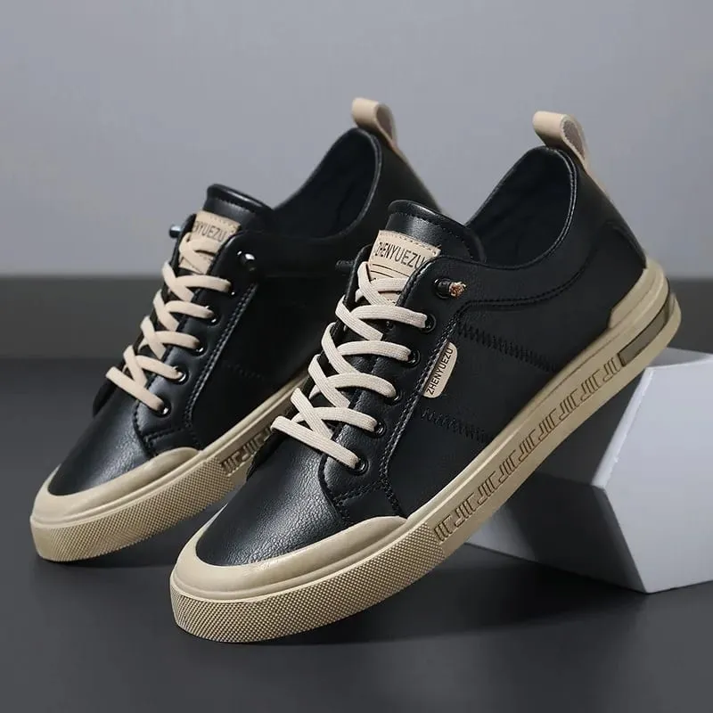 New Men's Low-Top Leather Sneakers Soft Durable White Casual Shoes Trendy Versatile Skate-Inspired Footwear Custom Casual Shoes