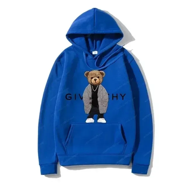 Men Women Unisex Autumn Winter Luxury Bear Print Hoodies Long Sleeve Fleece Pullover High Quality Free Shipping — image 5