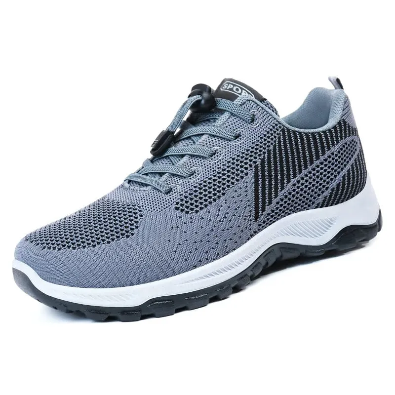 Men Breathable Mesh Knit Trainers Elastic Quick Lace Non Slip Thick Sole Outdoor Walking Sports Sneakers — image 6