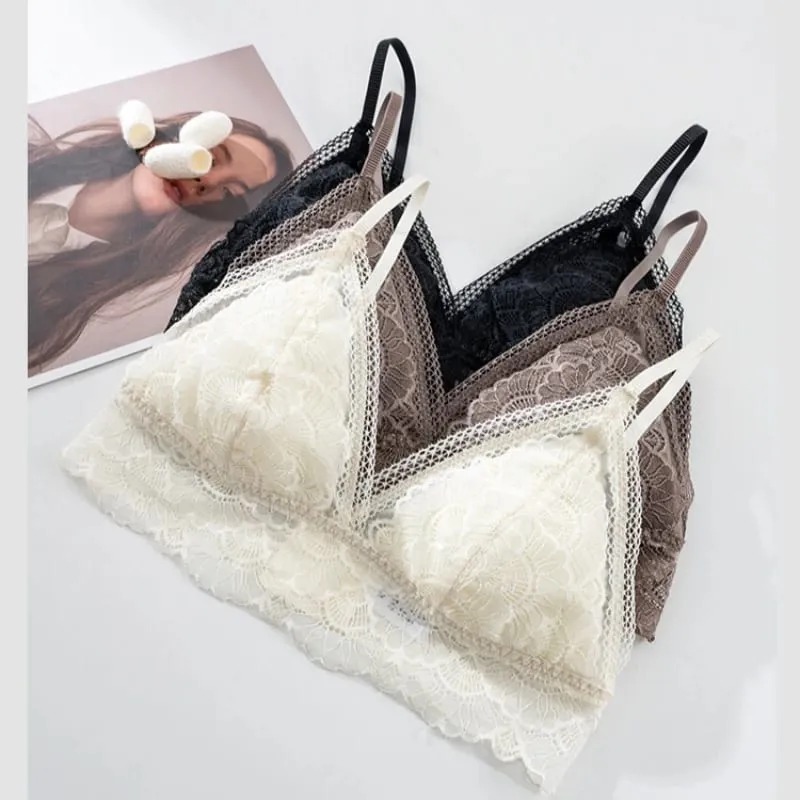 Birdtree Real Silk Bra Brief Set Women Triangle Cup Underwear Low Waist Brief Lace Elegant Sets 2026 Spring New A61815JF — image 4