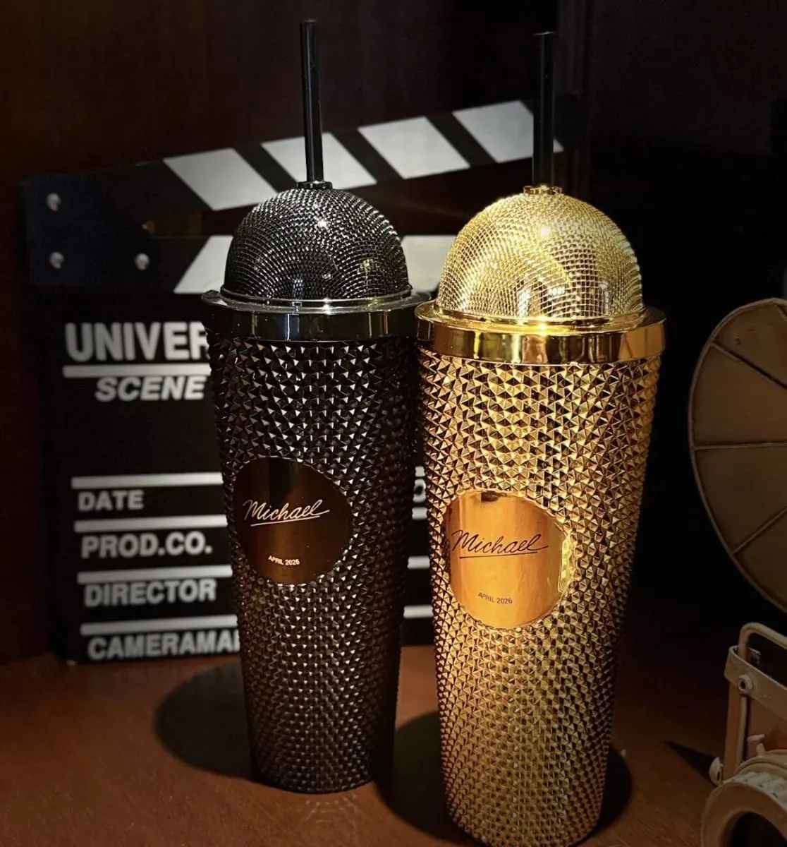 In Stock Official Michael Jackson Superstar Road Movie Merchandise Microphone Cup Water Bottle Hat Shaped Popcorn Bucket — image 3