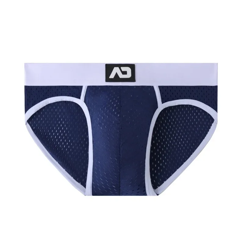 2026 solid color new men's low waist through mesh breathable briefs addicted underwear AD4-M388