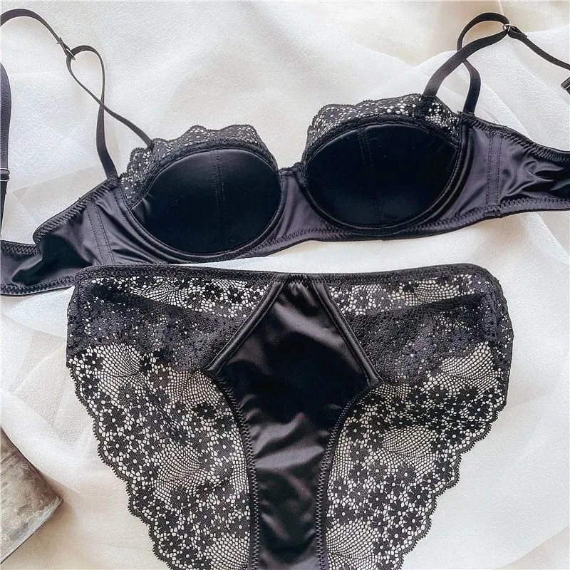 Hot Push Up Lace Bra Set Sexy Lingerie Minimizer Underwire Anti-Sagging Side Coverage Balconette for Big Bust Women 32-38 Suit — image 4