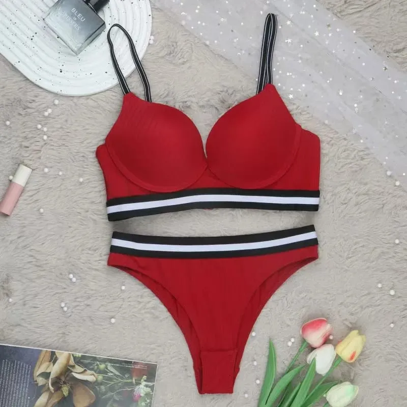Sexy Push Up Bra Set Adjustable Straps Underwire Comfort Bras Breathable Padded Cup Intimates Lingerie