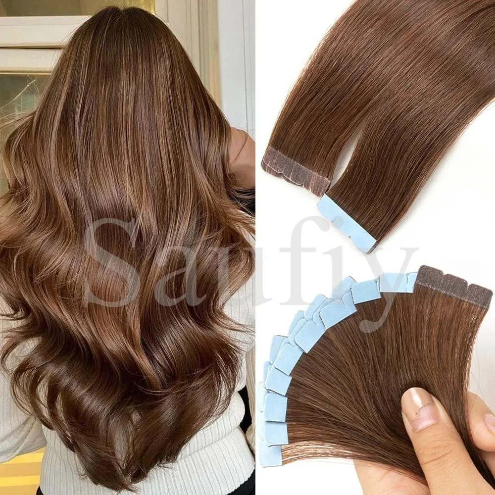 12-20inches Balayge Blonde Mini Tape in Human Hair Extensions Double Side Invisible Seamless Tape Ins Hair 10pcs/Pack Natural Straight Black Blonde Balayge Brown Mini Tape In Hair Extensions
