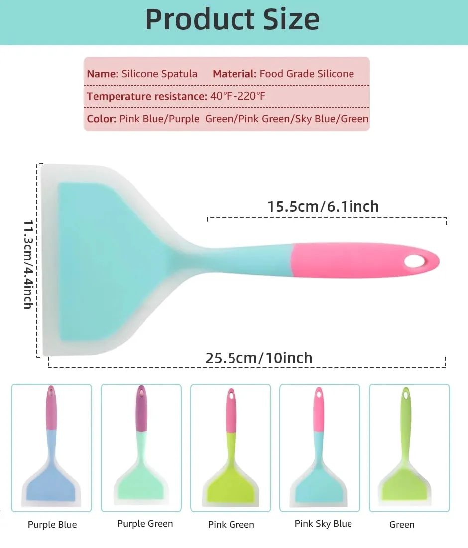 Silicone Spatula Cooking Utensils Beef Meat Egg Kitchen Scraper Wide Pizza Cooking Tools Shovel Non-stick Spatula Color Randomly — image 8