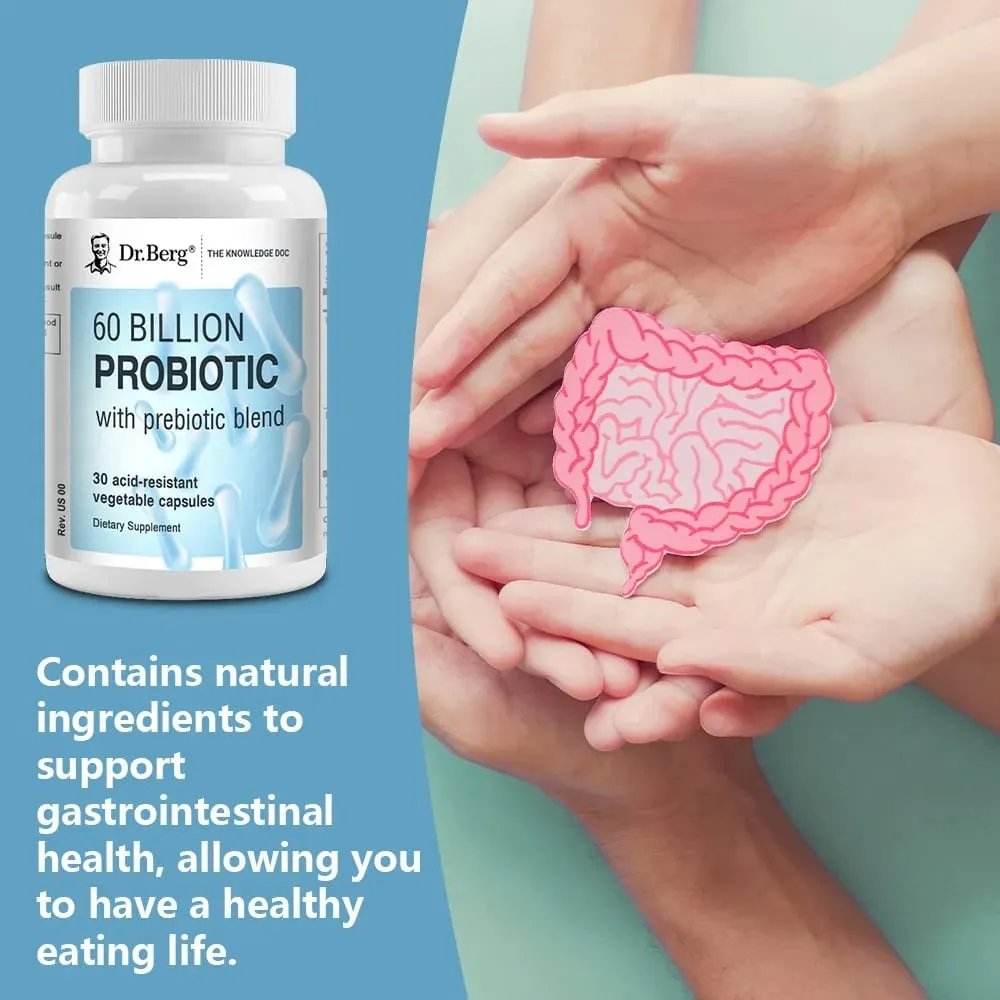 60 Billion Probiotic with Prebiotic Blend 30 Veggie Caps Gut and Digestive Health