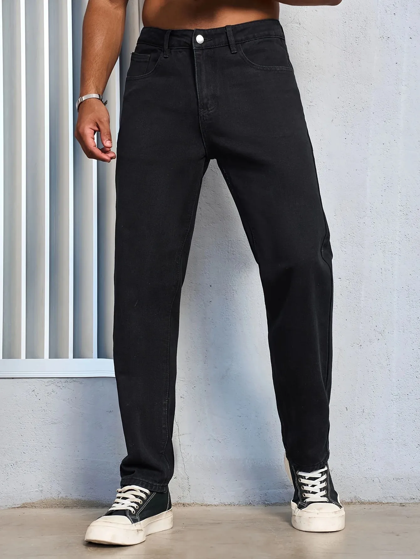 Men's Casual Solid Black Regular fit Jeans