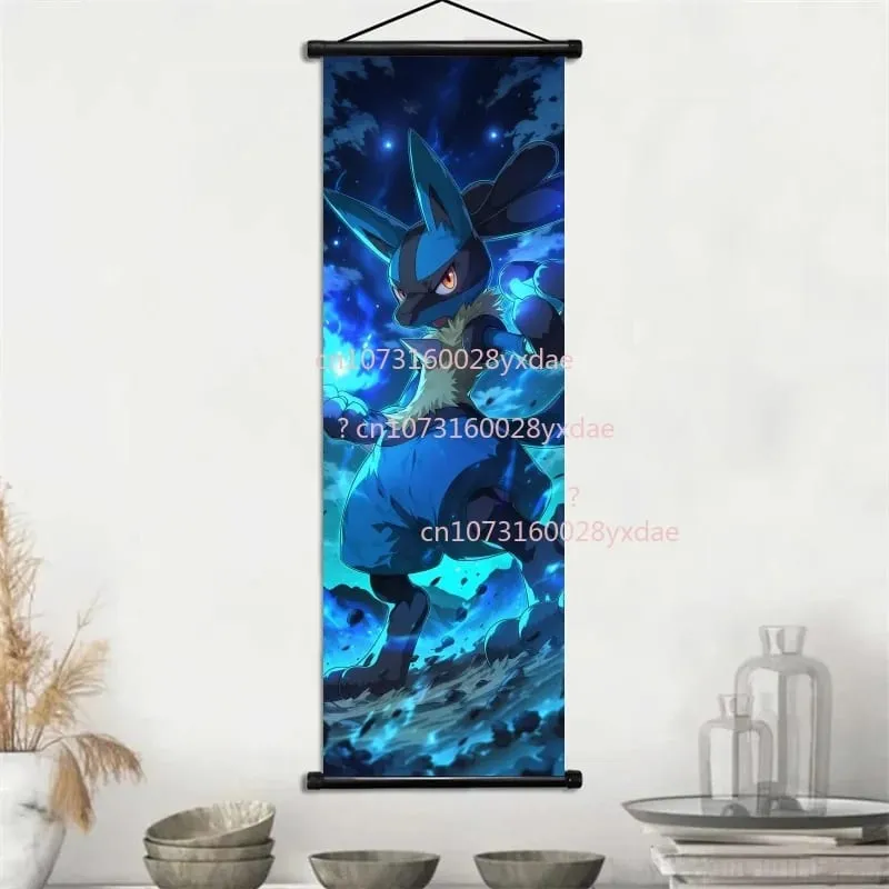 Anime Printed Pokemon Poster Cartoon Wall Artwork Gengar Squirtle Bulbasaur Pikachu Hanging Scroll Family Room Decoration